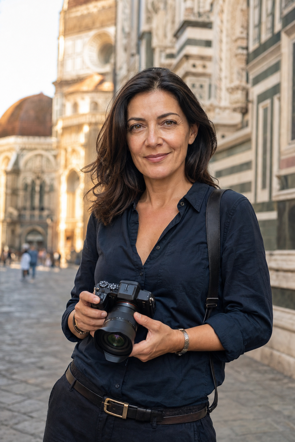 Sara Bassi, fotografa di architettura e immobili a Firenze, ritratto sul luogo di lavoro